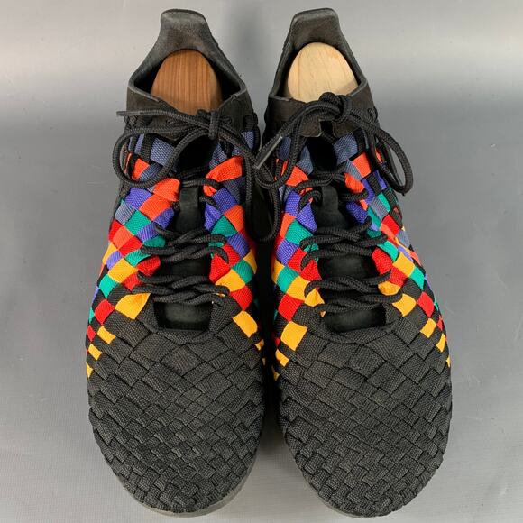 Size 11 VaporMax Inneva Rainbow Black Multi Color Woven Chunky Sole Sneakers - Picture 4 of 8